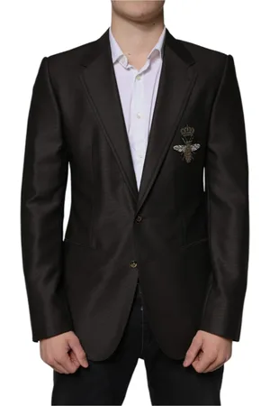 Dolce & Gabbana Homme, Vestes, Noir, Taille: M Blazer Ajusté en Laine Noire