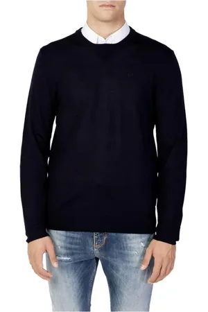 Armani Exchange Homme, Pulls, Bleu, Taille: XL T-shirt en Jersey de Laine Bleue Homme