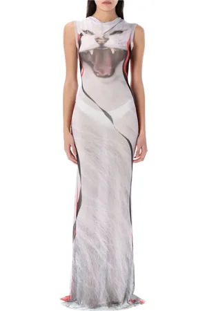OTTOLINGER Femme, Robes, Multicolore, Taille: 38 FR Robe Maxi en Maille Imprimé Chat