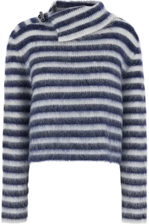 Jacquemus Femme, Pulls, Bleu, Taille: 40 FR Pull Asymétrique Rayé Bleu