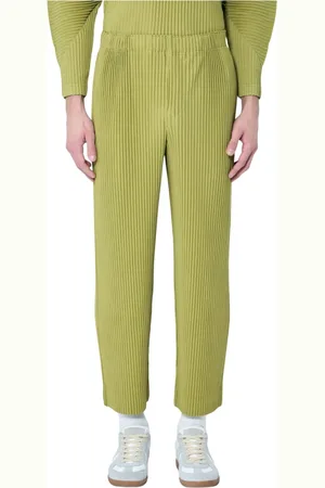 Issey Miyake Homme, Pantalons, Vert, Taille: S Pantalon Droit Plissé