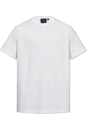 Canada Goose Homme, Tops, Blanc, Taille: 2XL T-shirt avec Logo Brodé