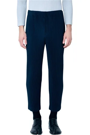 Issey Miyake Homme, Pantalons, Bleu, Taille: S Pantalon droit plissé