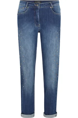 DORIS S Femme, Jeans, Bleu, Taille: 44 FR Jean Slim-Fit avec Détails Métalliques
