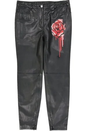 Moschino Femme, Pantalons, Noir, Taille: 40 FR Pantalon Cuir Noir Aw24