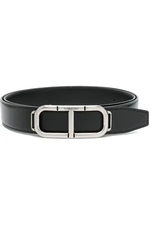 Tom Ford Homme, Accessoires, Noir, Taille: 100 CM Ceinture en cuir noir avec boucle logo