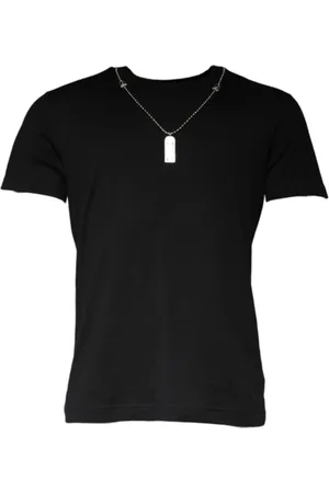 Dolce & Gabbana Homme, Tops, Noir, Taille: 3XL T-shirt Noir en Coton avec Collier