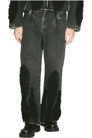 SONG FOR THE MUTE Homme, Jeans, Noir, Taille: L Teddy Panel Boyfriend Jeans