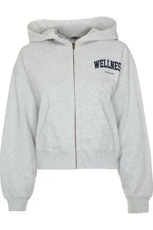 Sporty & Rich Femme, Sweatshirts et sweats à capuche, Gris, Taille: 42 FR Cropped Zip Sweat à capuche Ivy Wellness