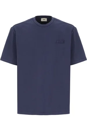 Autry Homme, Tops, Bleu, Taille: L T-shirt en Coton Bleu avec Col Rond