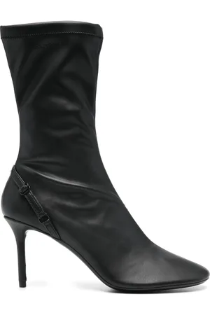 Courrèges Femme, Chaussures, Noir, Taille: 38 EU Bottines Noires en Cuir avec Talon Aiguille