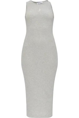J.W.Anderson Femme, Robes, Gris, Taille: 36 FR Robe côtelée avec logo