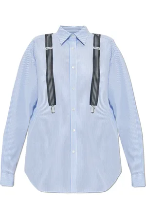 Moschino Femme, Blouses et Chemises, Bleu, Taille: 36 FR Chemise à rayures avec motif imprimé