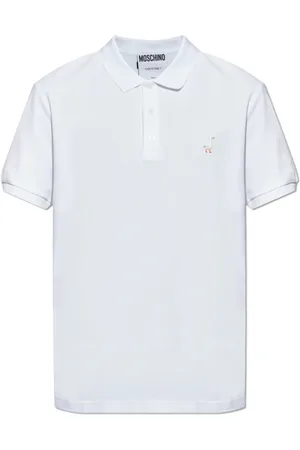 Moschino Homme, Tops, Blanc, Taille: XL Polo en coton avec logo