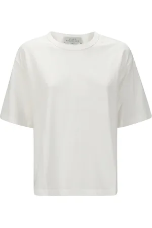 STUDIO NICHOLSON Femme, Tops, Blanc, Taille: 38 FR T-shirt col rond doux à manches courtes