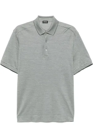 Ermenegildo Zegna Homme, Tops, Vert, Taille: 2XL Polo en Soie et Coton