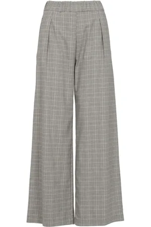 SEMICOUTURE Femme, Pantalons, Gris, Taille: 38 FR Gris Mélange Laine Prince de Galles