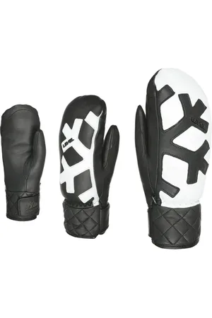 Level Femme, Sport, Noir, Taille: L Moufles noires et blanches