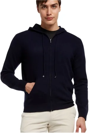 Brooks Brothers Homme, Pulls, Bleu, Taille: S Sweat à capuche en laine et cachemire