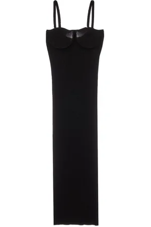 Helmut Lang Femme, Robes, Noir, Taille: 40 FR Robe Midi Noire avec Soutien-gorge à œillets