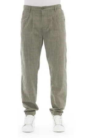 BALDININI Homme, Pantalons, Vert, Taille: XS Pantalon Chino avec bouton et fermeture éclair