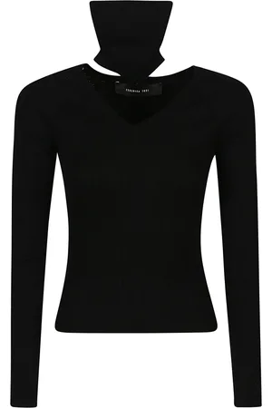 FEDERICA TOSI Femme, Pulls, Noir, Taille: 36 FR Pull col roulé avec découpe