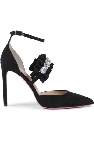 DEE OCLEPPO Femme, Chaussures, Noir, Taille: 37 EU Escarpin en daim et satin avec semelle en cuir
