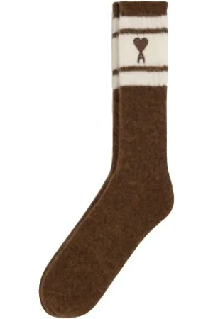 Ami Femme, Sous-vêtements, Brun, Taille: ONE Size Chaussettes de Luxe à Rayures Cœur