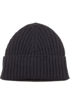 KANGRA CASHMERE Homme, Accessoires, Bleu, Taille: ONE Size Chapeau en Cachemire Bleu Côtelé