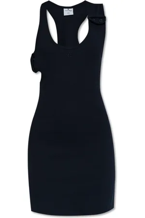 Courrèges Femme, Robes, Bleu, Taille: 38 FR Robe à Bretelles Côtelées