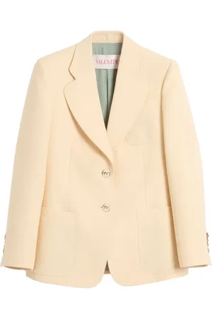 VALENTINO GARAVANI Femme, Vestes, Jaune, Taille: 38 FR Blazer Jaune en Crepe Couture