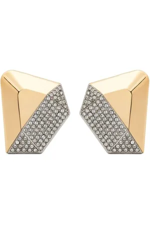 Amina Muaddi Femme, Accessoires, Jaune, Taille: ONE Size Boucles dOreilles en Cristal avec Fermoir Bouton