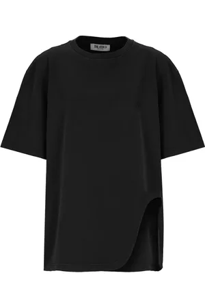 The Attico Femme, Tops, Noir, Taille: 38 FR T-shirt Noir en Coton avec Logo Brodé