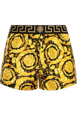 VERSACE Homme, Sous-vêtements, Jaune, Taille: 2XL Shorts de lingerie en soie avec imprimé Barocco