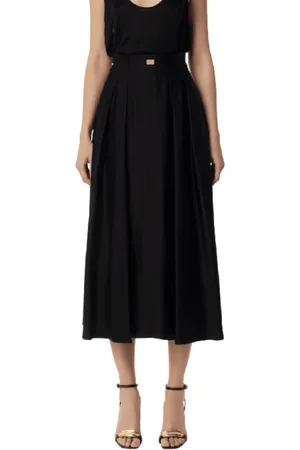 Elisabetta Franchi Femme, Jupes, Noir, Taille: 40 FR Jupe Cercle en Satin avec Ceinture