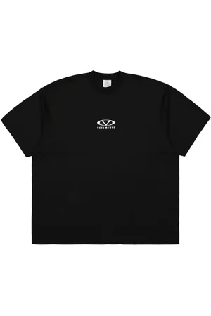 Vetements Homme, Tops, Noir, Taille: XS T-shirt col rond noir à ourlet droit