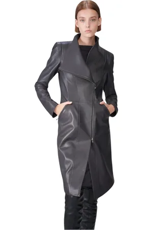 AMERICO VESPUCCI Femme, Vestes, Gris, Taille: 40 FR Alyson - Manteau en Cuir Anthracite
