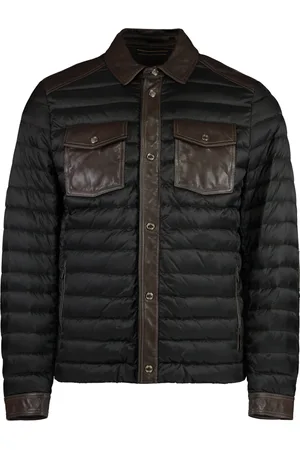 MOORER Homme, Vestes, Brun, Taille: M Veste en duvet avec inserts en cuir