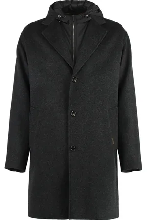 MOORER Homme, Manteaux, Gris, Taille: M Manteau Laine et Cachemire Col Revers Rembourré
