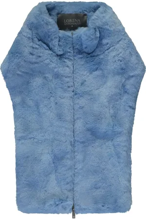 LORENA ANTONIAZZI Femme, Vestes, Bleu, Taille: 38 FR Col en fausse fourrure Fermeture éclair