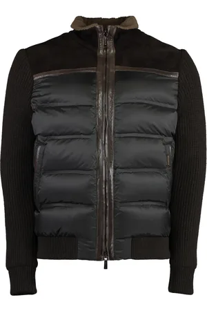MOORER Homme, Vestes, Brun, Taille: M Bomber rembourré avec détails en cuir