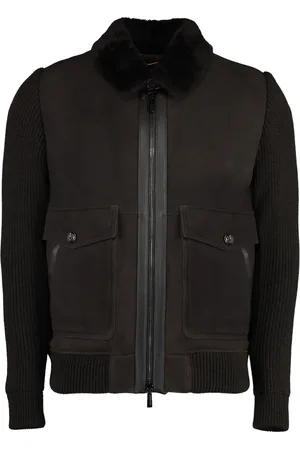 MOORER Homme, Vestes, Brun, Taille: M Bomber rembourré avec manches en tricot