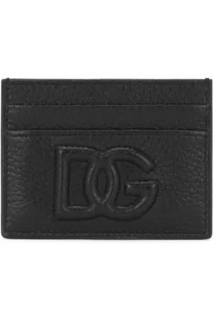 Dolce & Gabbana Homme, Accessoires, Noir, Taille: ONE Size Porte-cartes en Cuir Noir Grainé