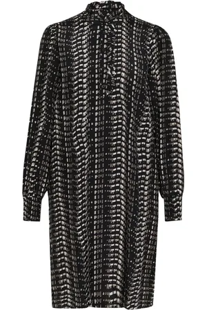 Kaffe Femme, Robes, Noir, Taille: 46 FR Robe Courte Noire/Blanche/Graphique Éléphant