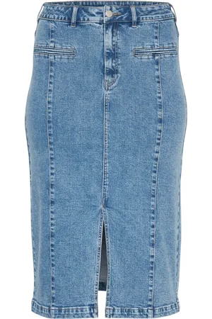 Kaffe Femme, Jupes, Bleu, Taille: 44 FR Jupe en Denim à Taille Haute