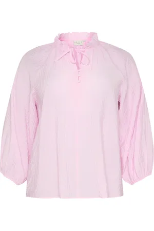 Kaffe Femme, Blouses et Chemises, Rose, Taille: 56 FR Chemisier floral avec détail volant