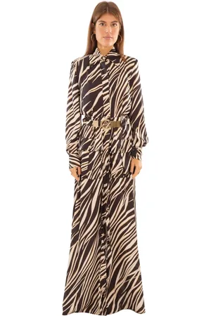 BABYLON Femme, Robes, Multicolore, Taille: 36 FR Robe fendue Animalier en