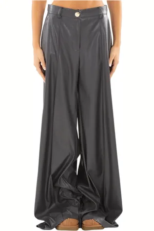 BABYLON Femme, Pantalons, Gris, Taille: 34 FR Pantalon Large en Eco-Cuir Grigio
