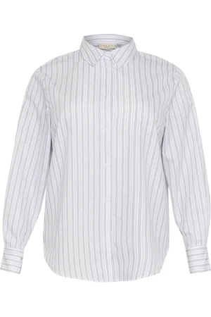 Kaffe Femme, Blouses et Chemises, Blanc, Taille: 56 FR Chemisier à Rayures Blanc/Bleu/Noir
