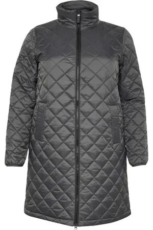 Kaffe Femme, Manteaux, Noir, Taille: 48 FR Veste Longue Matelassée avec Col Haut